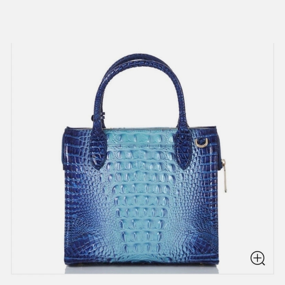 Brahmin Small Caroline Affinity Ombre Melbourne Blue Crocodile-Embossed Satchel. - Picture 2 of 10